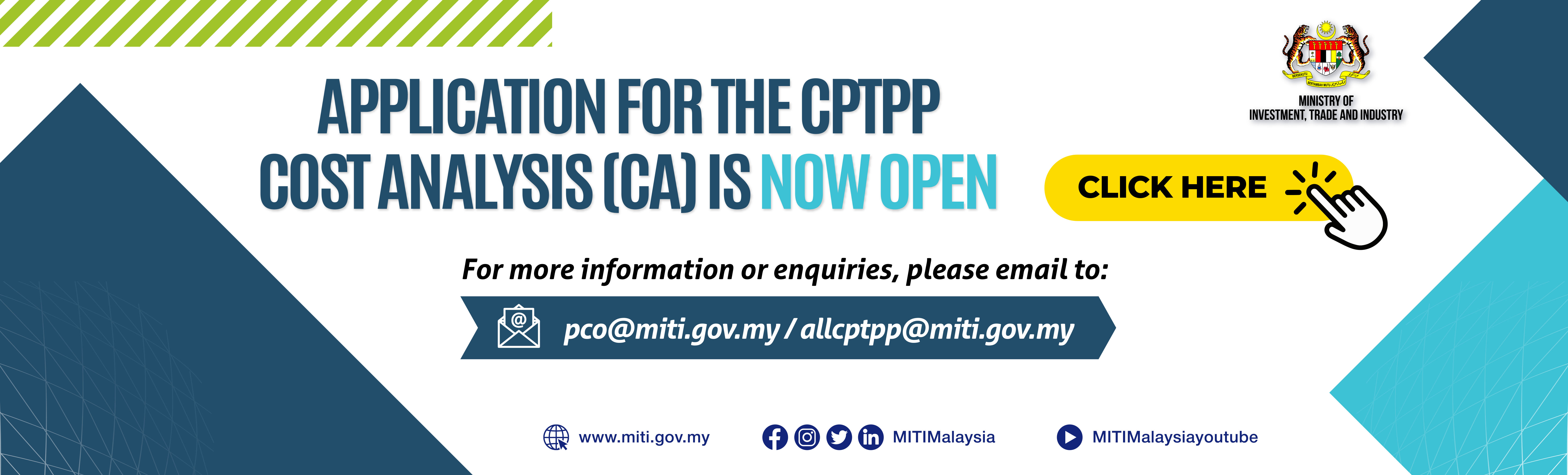 APPLICATION FOR THE CPTPP COST ANALYSIS (CA) IS NOW OPEN